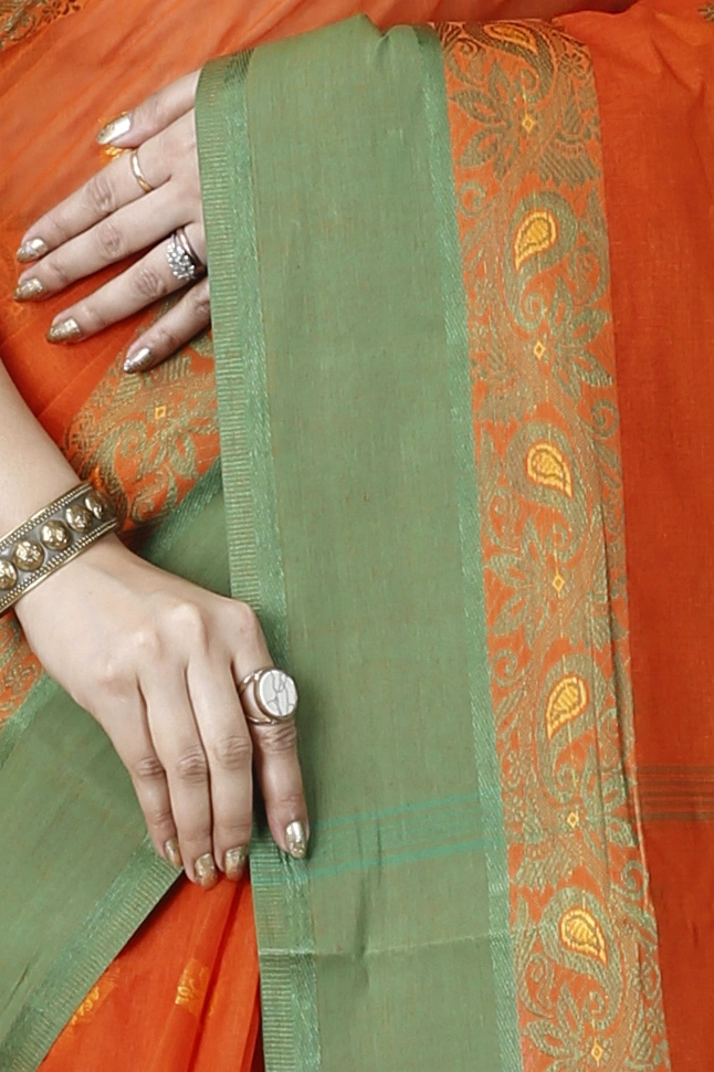 Orange Pure Cotton Srimati Tant Saree (1088)
