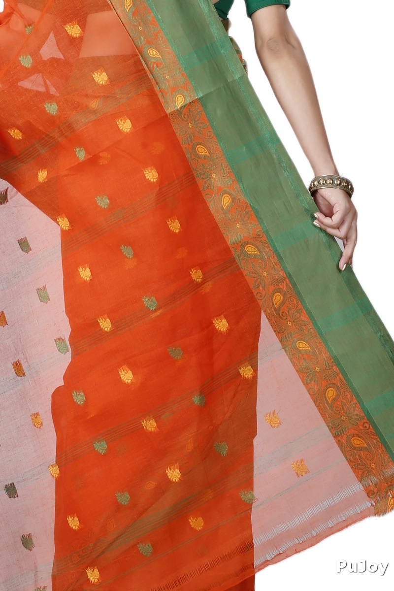 Orange Pure Cotton Srimati Tant Saree (1088)