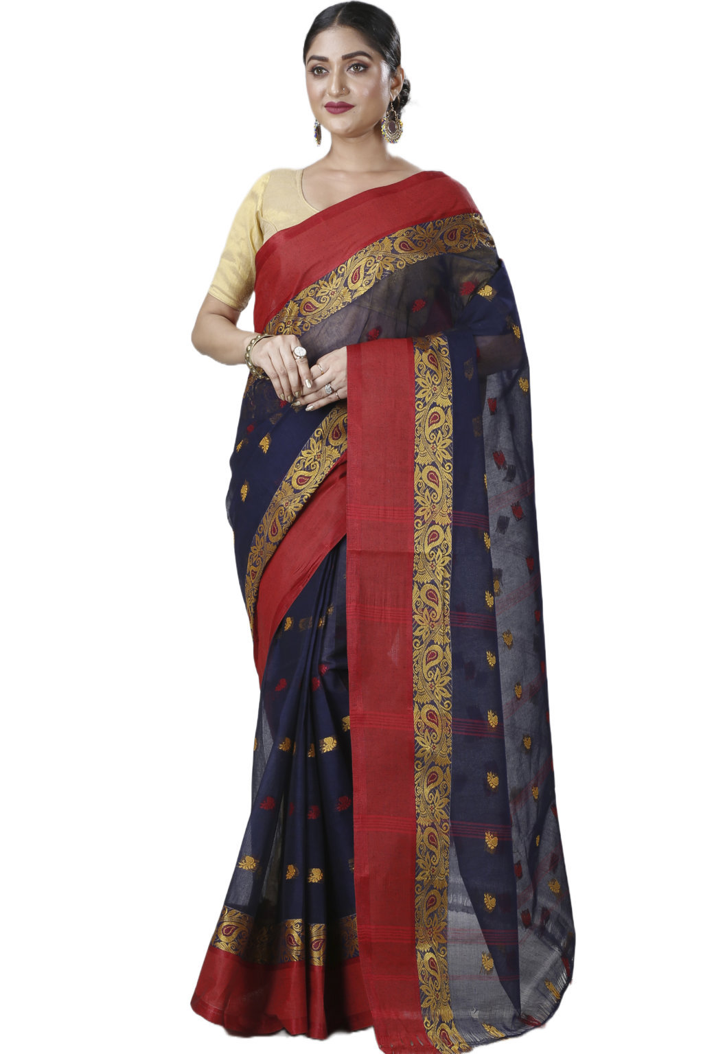 Blue Pure Cotton Srimati Tant Saree (1089)