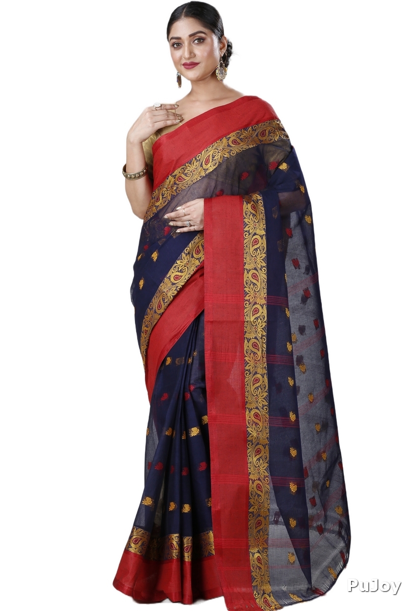 Blue Pure Cotton Srimati Tant Saree (1089)
