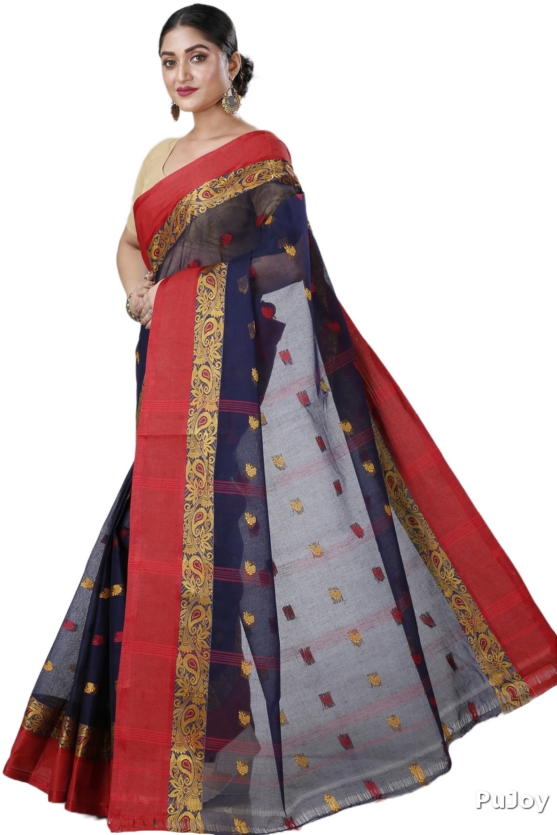 Blue Pure Cotton Srimati Tant Saree (1089)