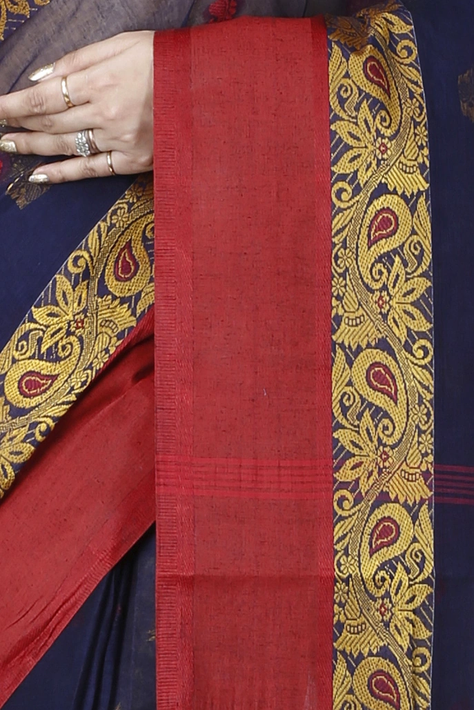 Blue Pure Cotton Srimati Tant Saree (1089)