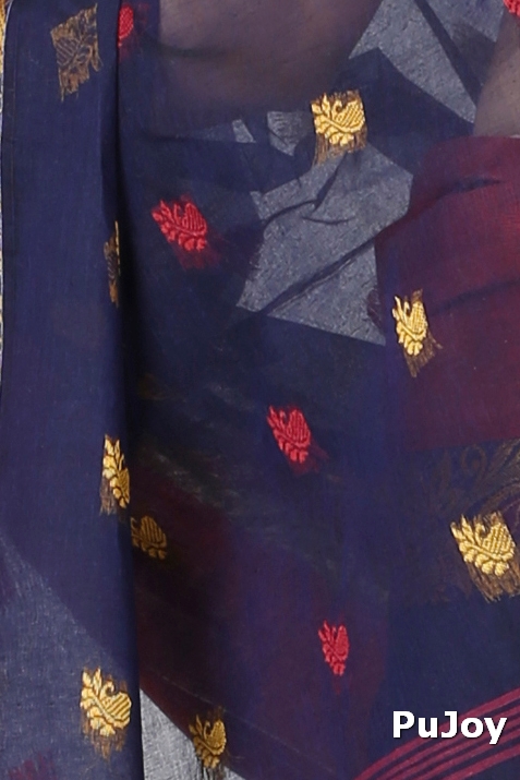 Blue Pure Cotton Srimati Tant Saree (1089)