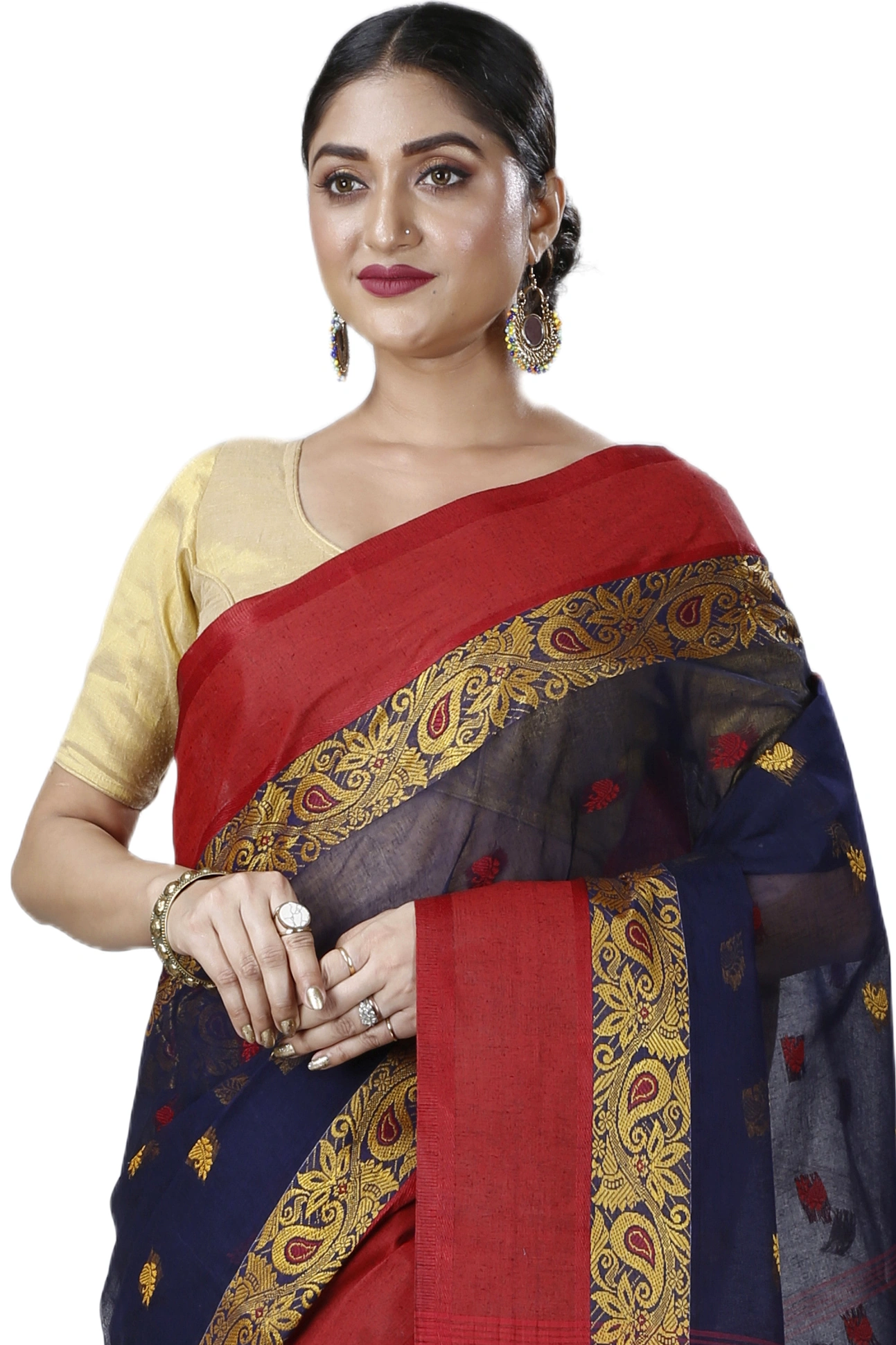 Blue Pure Cotton Srimati Tant Saree (1089)