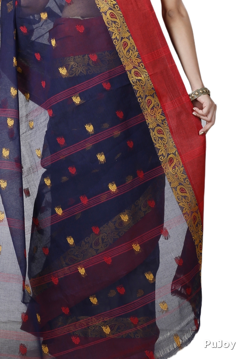 Blue Pure Cotton Srimati Tant Saree (1089)