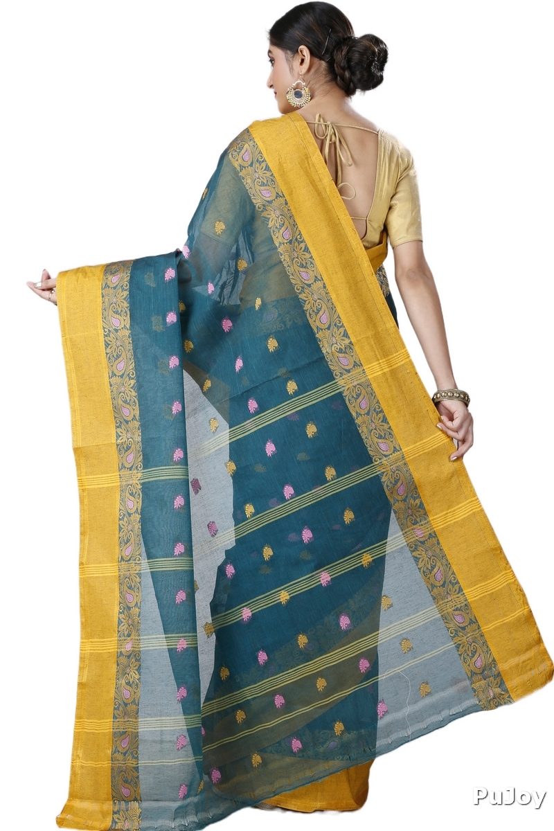 Dark Green Pure Cotton Srimati Tant Saree (1090)