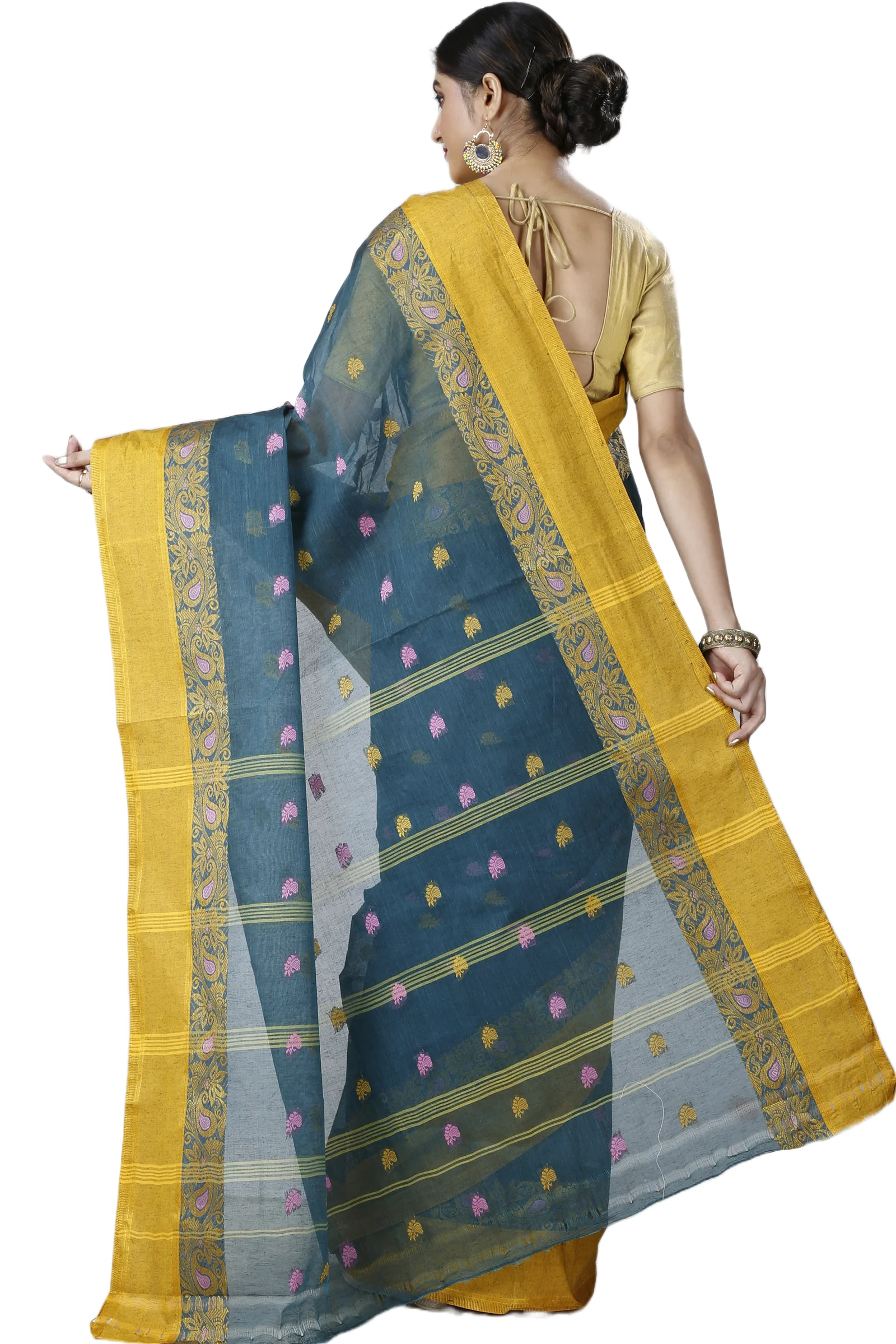 Dark Green Pure Cotton Srimati Tant Saree (1090)