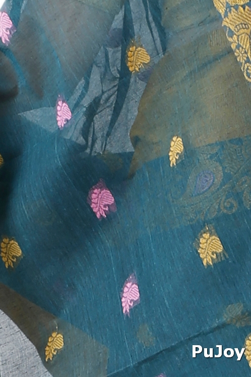 Dark Green Pure Cotton Srimati Tant Saree (1090)