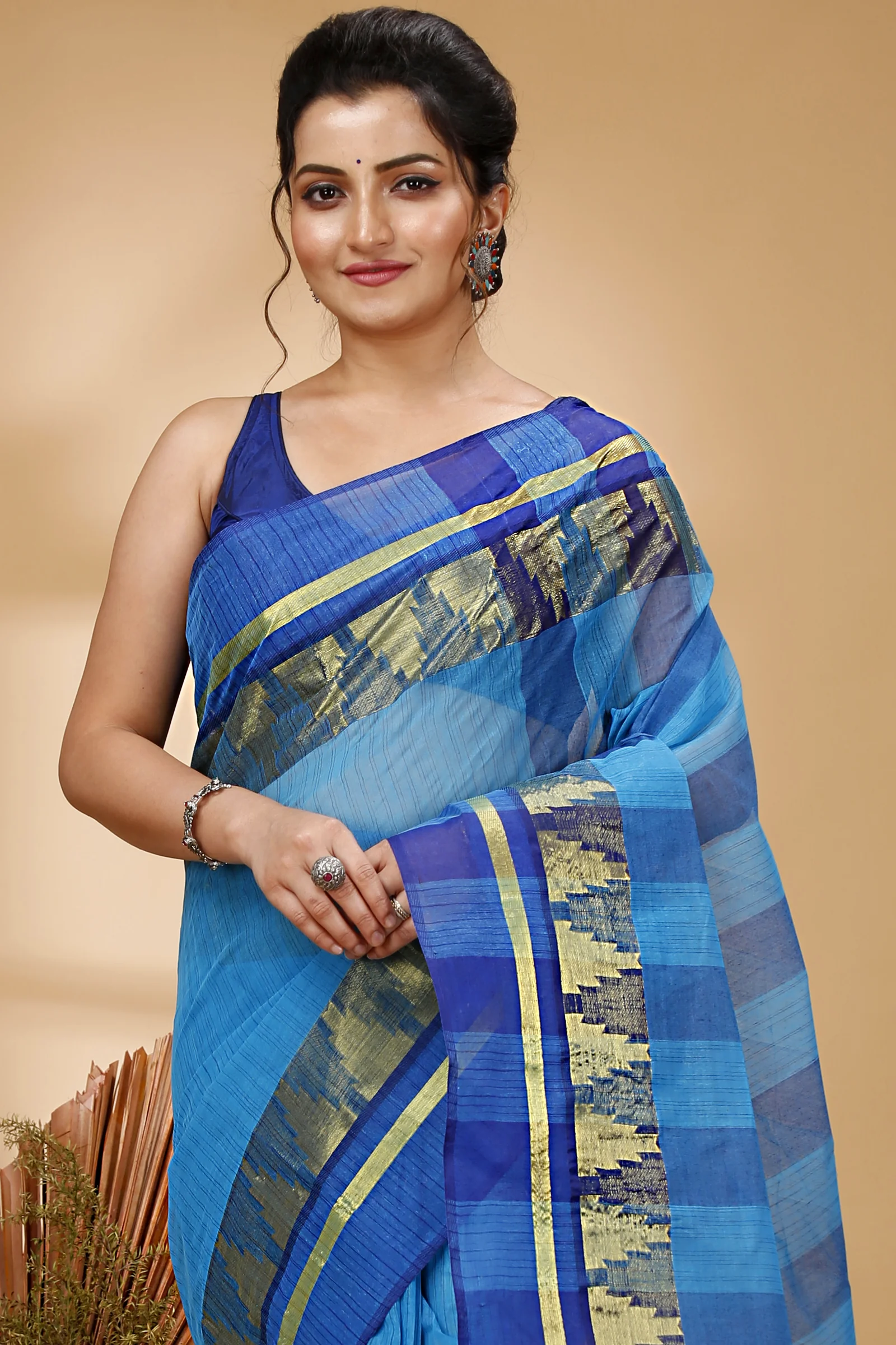 See Green Pure Cotton Vrinda Tant Saree (1091)