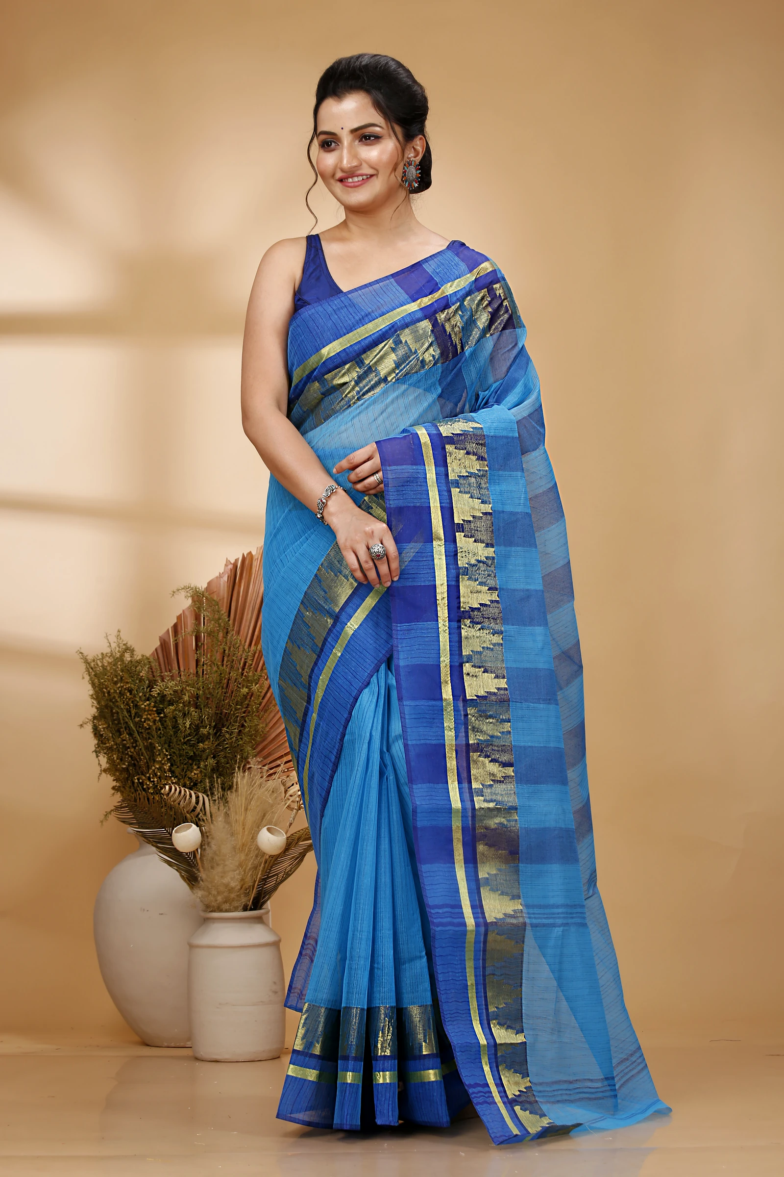 See Green Pure Cotton Vrinda Tant Saree (1091)