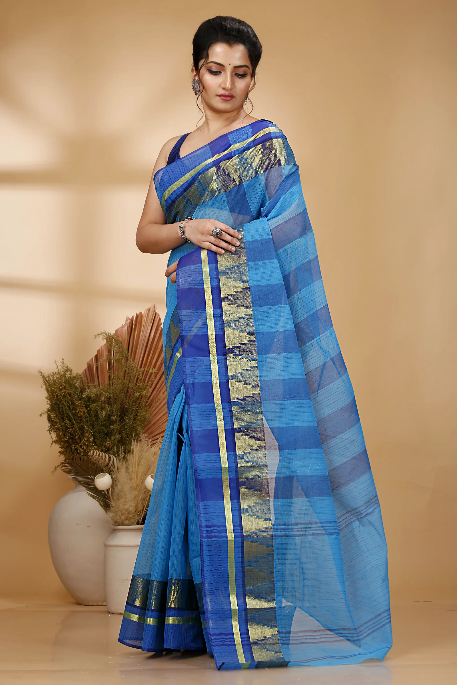 See Green Pure Cotton Vrinda Tant Saree (1091)