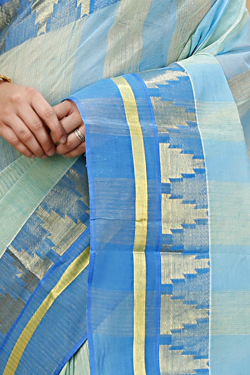 Sky Blue Pure Cotton Vrinda Tant Saree (1092)
