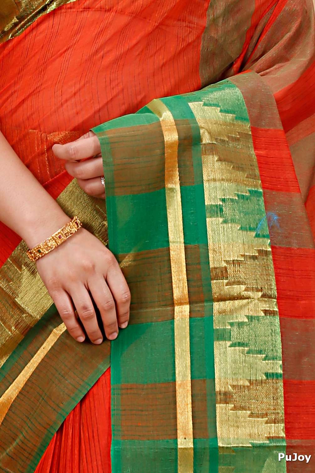 Orange Pure Cotton Vrinda Tant Saree (1093)