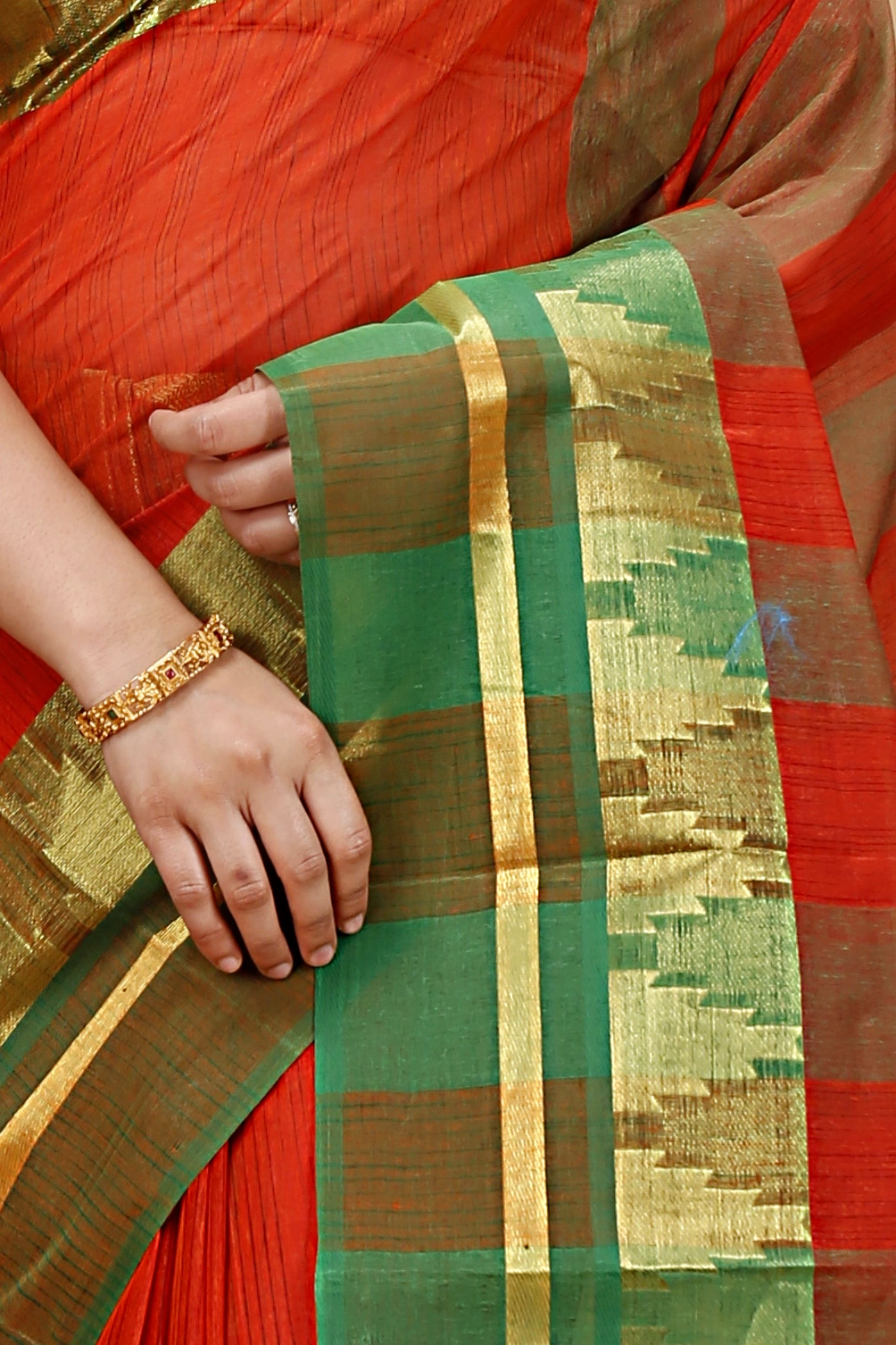 Orange Pure Cotton Vrinda Tant Saree (1093)