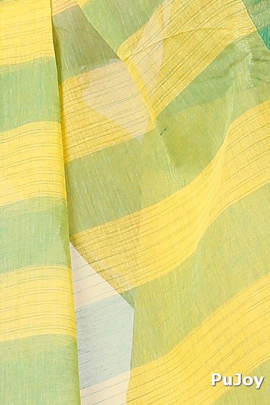 Yellow Pure Cotton Vrinda Tant Saree (1094)