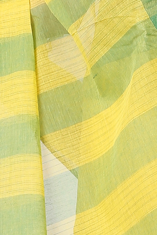 Yellow Pure Cotton Vrinda Tant Saree (1094)