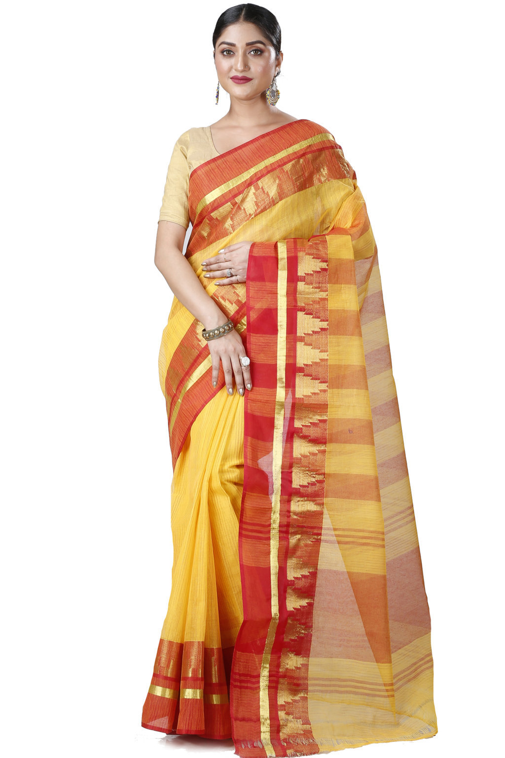Red Pure Cotton Vrinda Tant Saree (1095)
