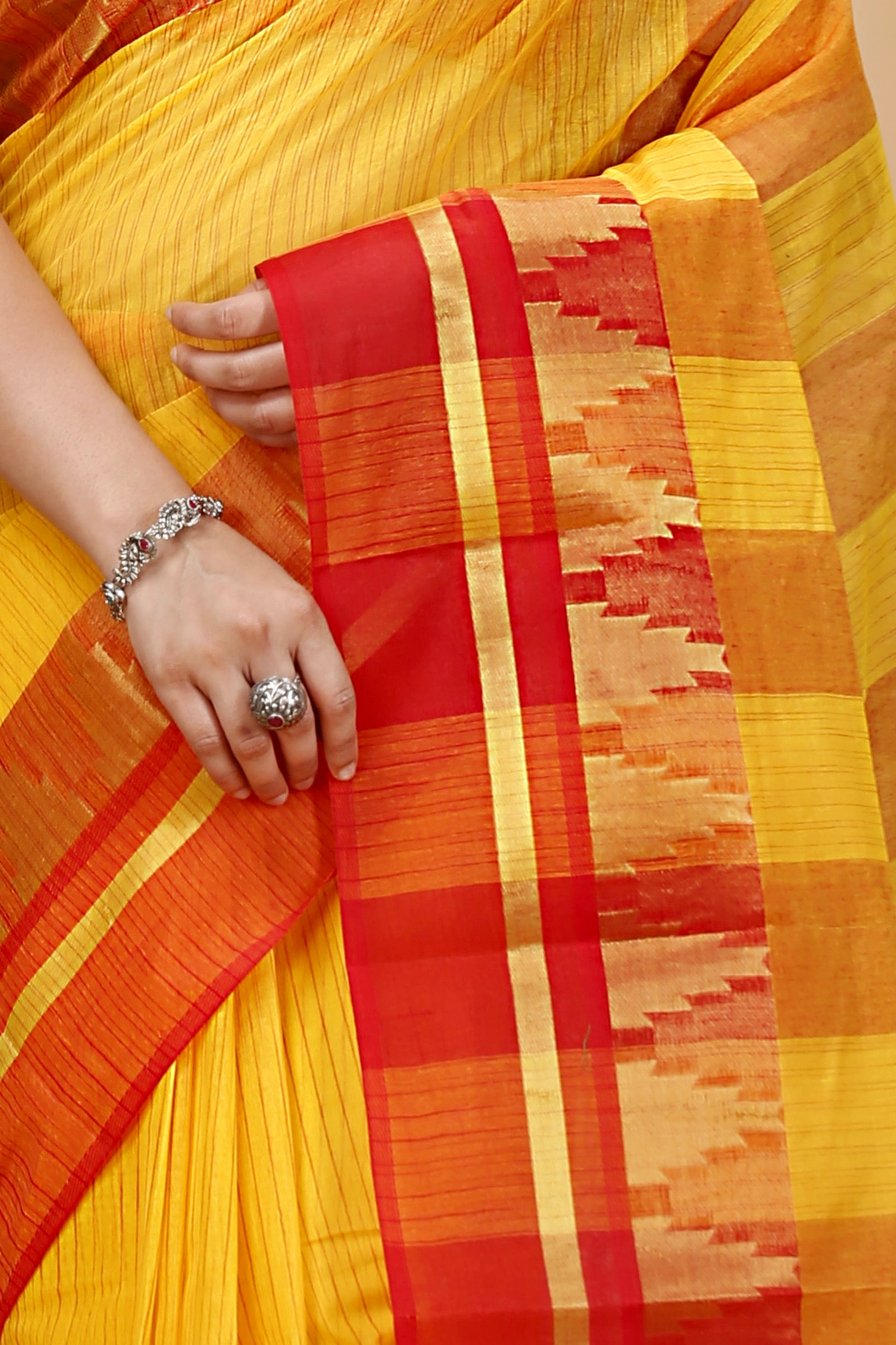 Red Pure Cotton Vrinda Tant Saree (1095)