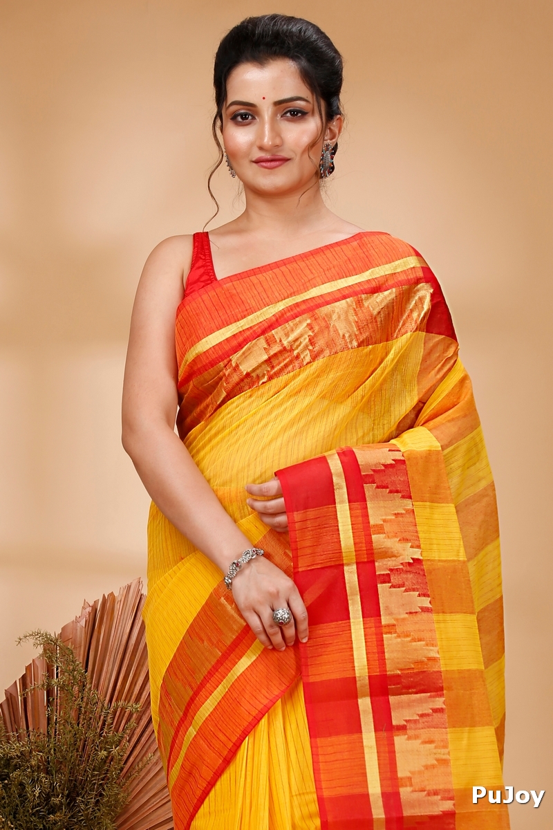 Red Pure Cotton Vrinda Tant Saree (1095)