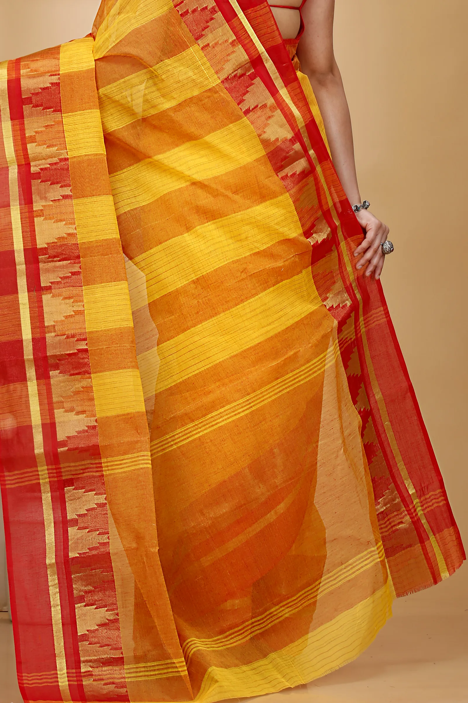 Red Pure Cotton Vrinda Tant Saree (1095)