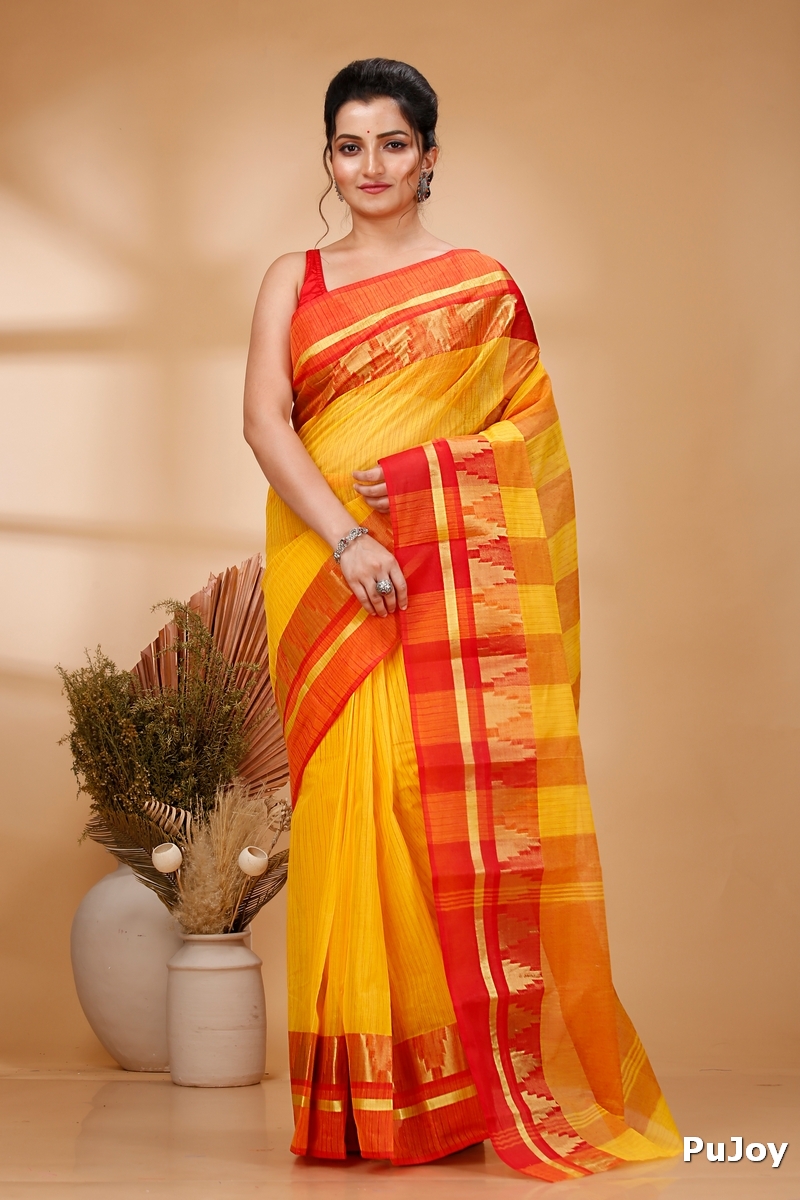 Red Pure Cotton Vrinda Tant Saree (1095)