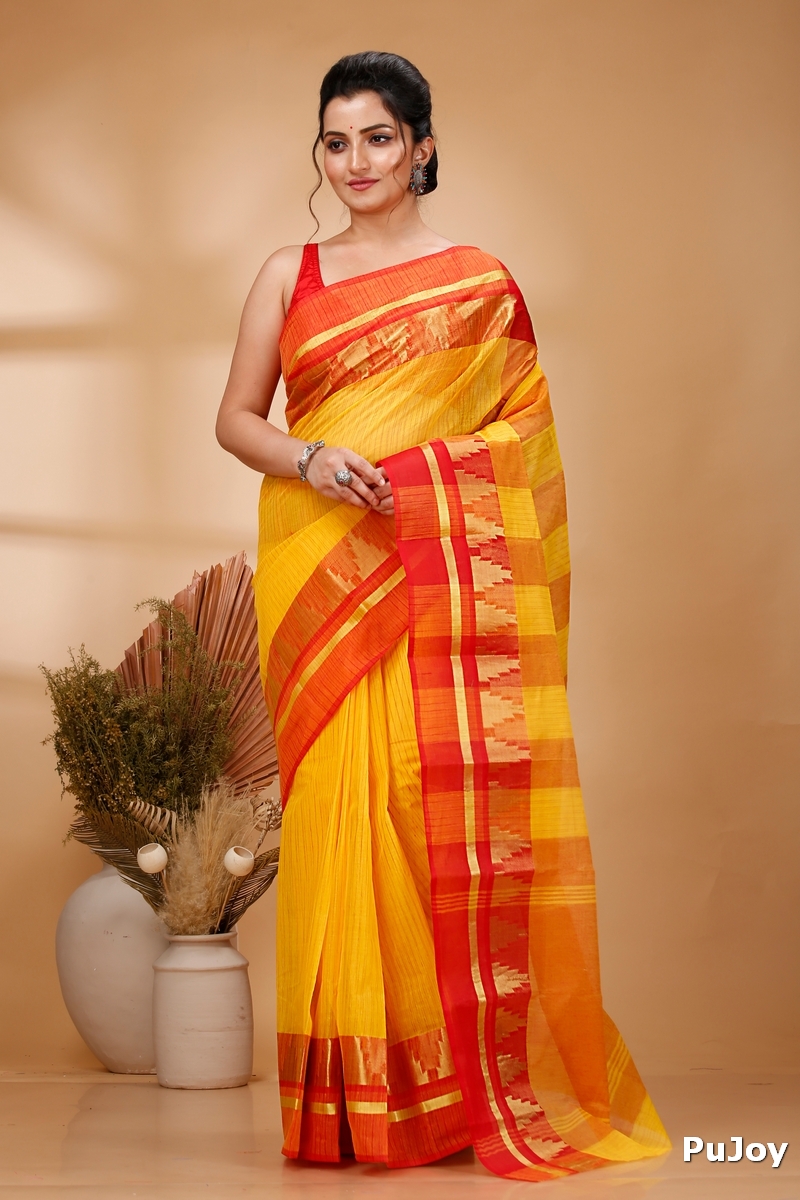 Red Pure Cotton Vrinda Tant Saree (1095)