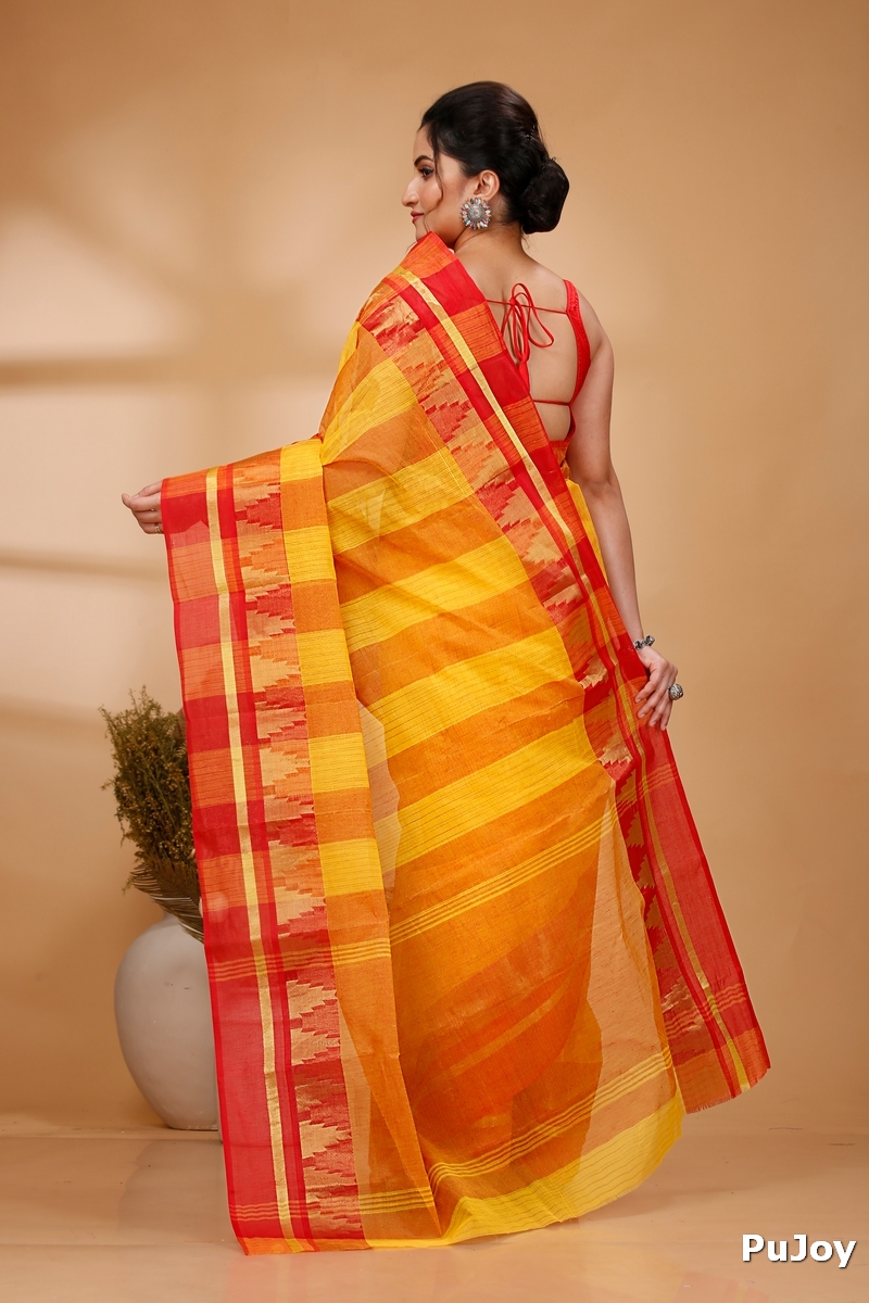 Red Pure Cotton Vrinda Tant Saree (1095)