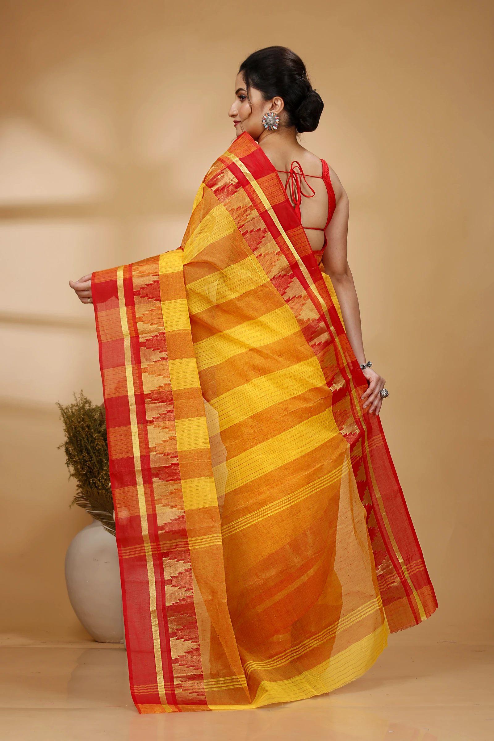 Red Pure Cotton Vrinda Tant Saree (1095)