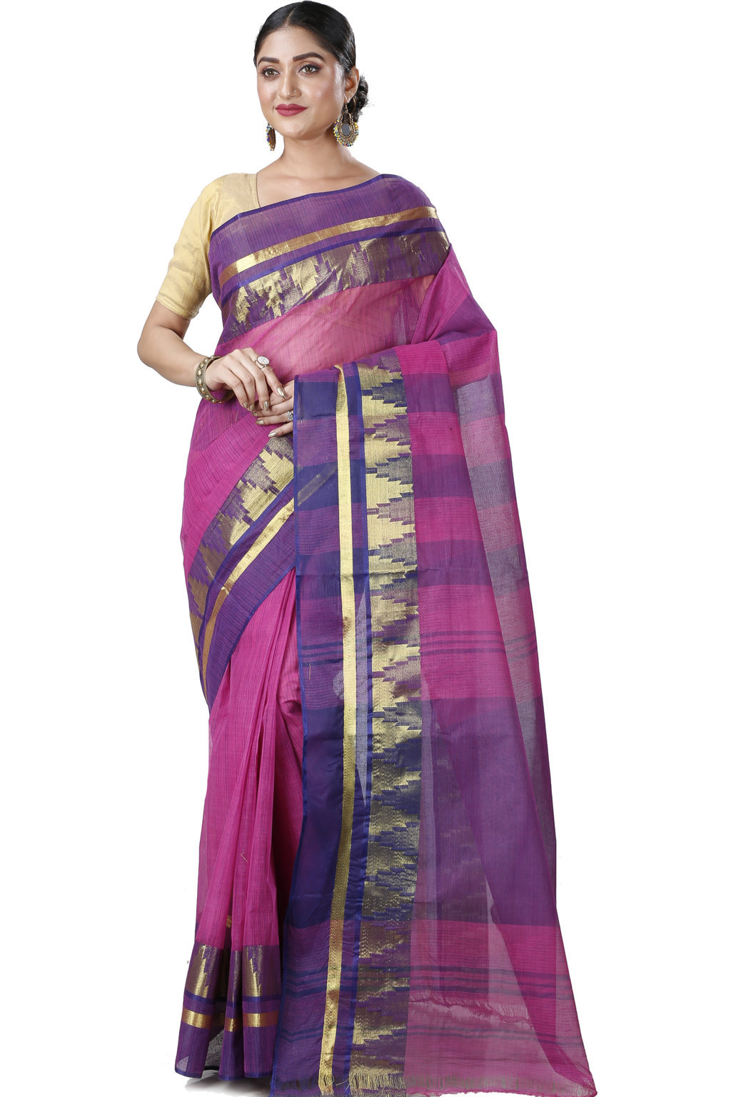 Purple Pure Cotton Vrinda Tant Saree (1097)