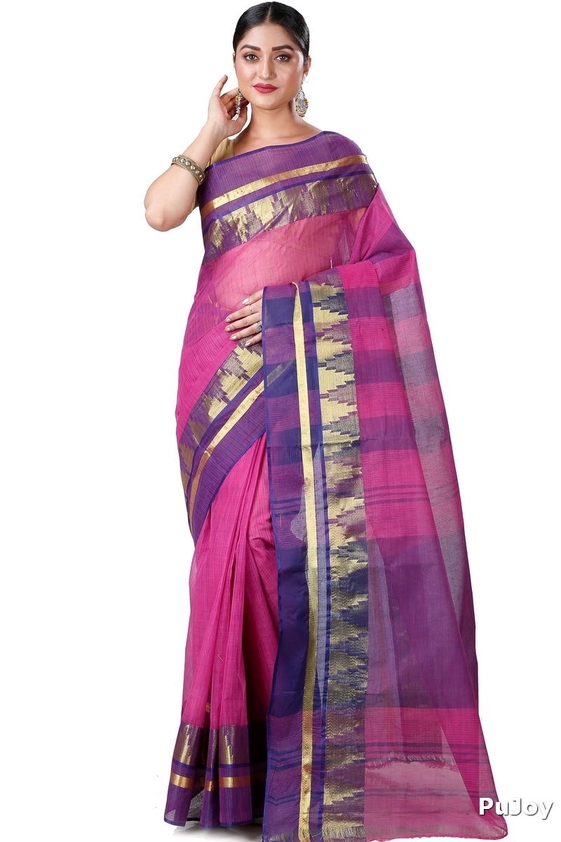 Purple Pure Cotton Vrinda Tant Saree (1097)