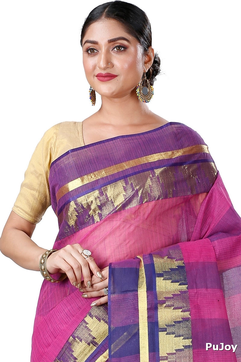 Purple Pure Cotton Vrinda Tant Saree (1097)