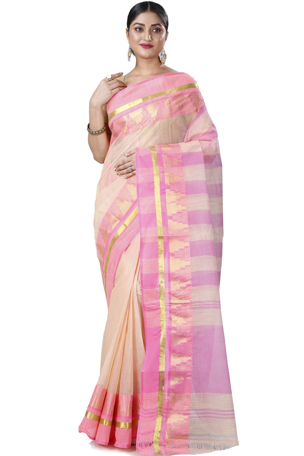 Pink Pure Cotton Vrinda Tant Saree (1098)