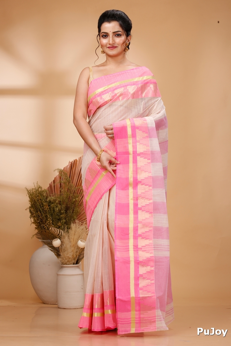 Pink Pure Cotton Vrinda Tant Saree (1098)
