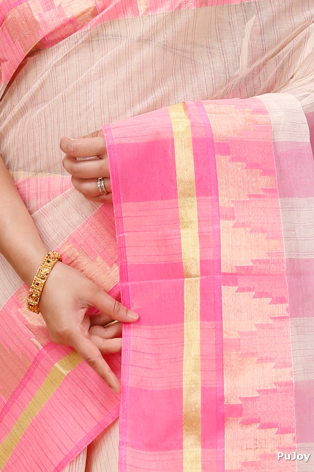 Pink Pure Cotton Vrinda Tant Saree (1098)