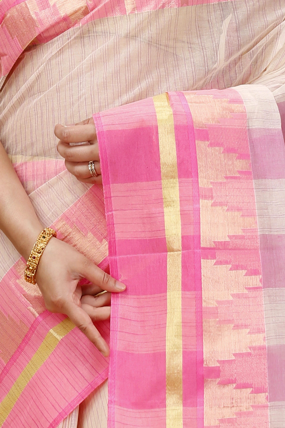 Pink Pure Cotton Vrinda Tant Saree (1098)