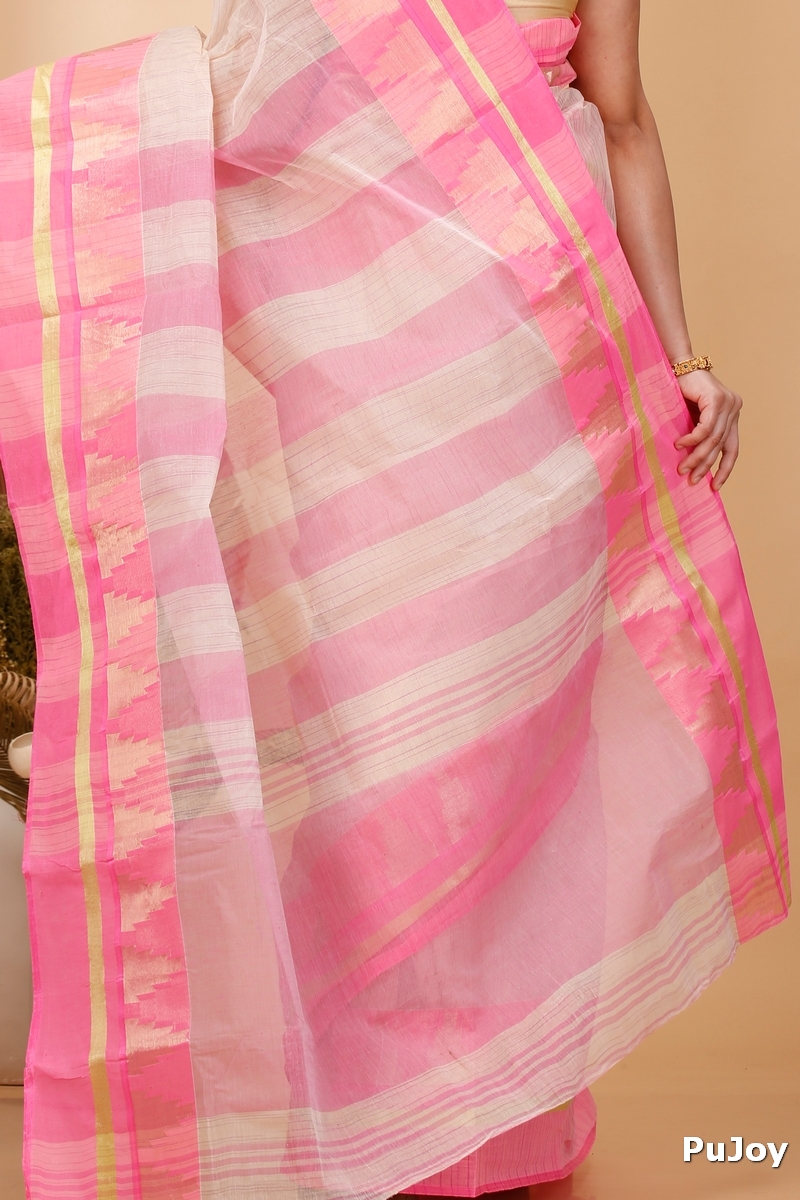 Pink Pure Cotton Vrinda Tant Saree (1098)