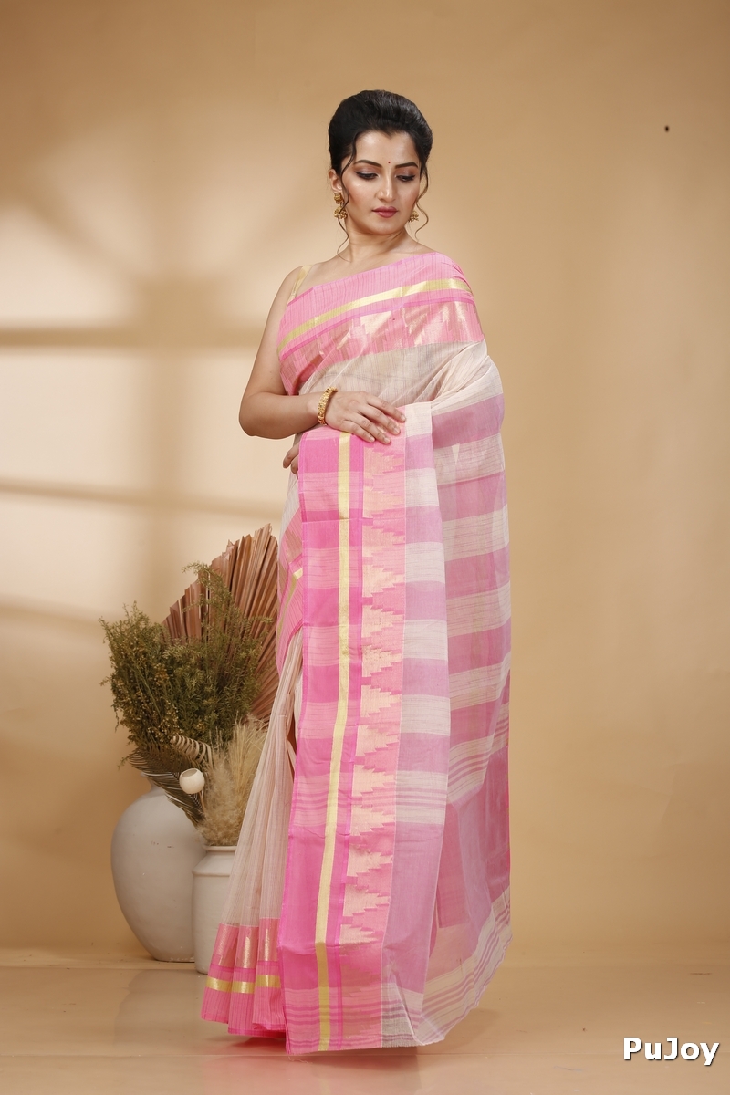 Pink Pure Cotton Vrinda Tant Saree (1098)