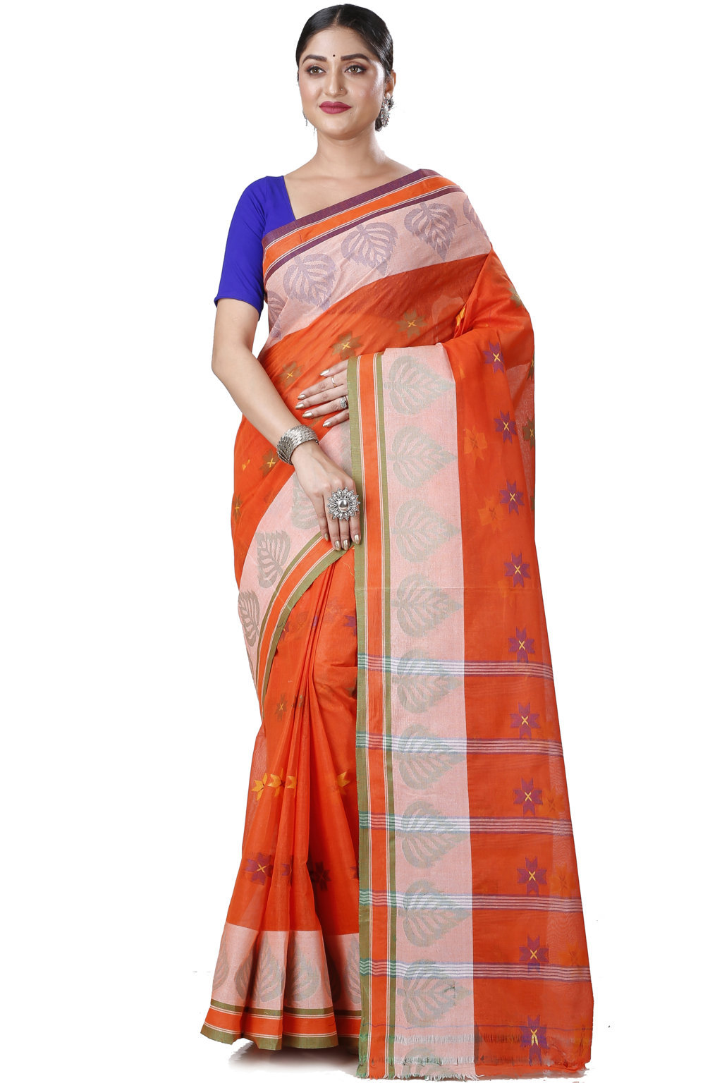 Orange Pure Cotton Subhangi Tant Saree (1099)