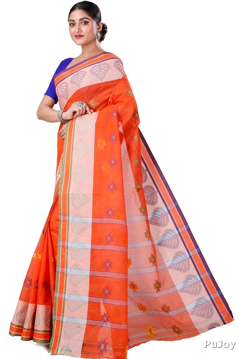 Orange Pure Cotton Subhangi Tant Saree (1099)