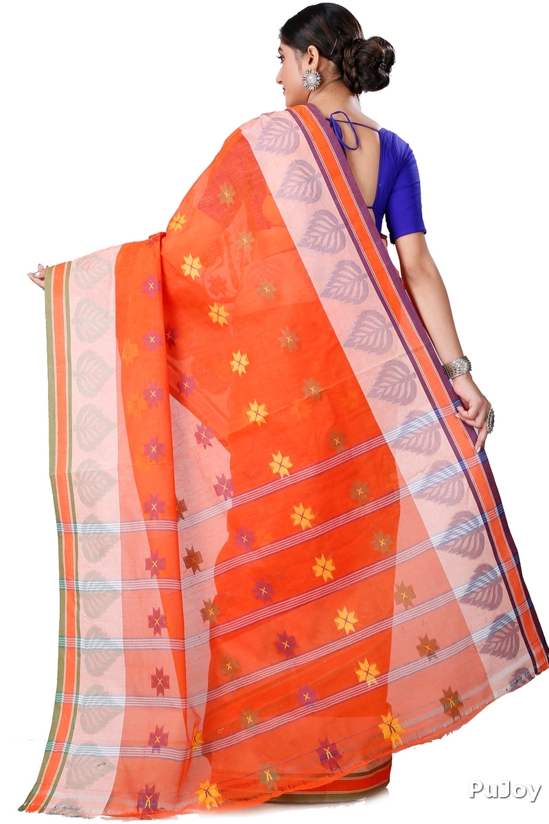 Orange Pure Cotton Subhangi Tant Saree (1099)