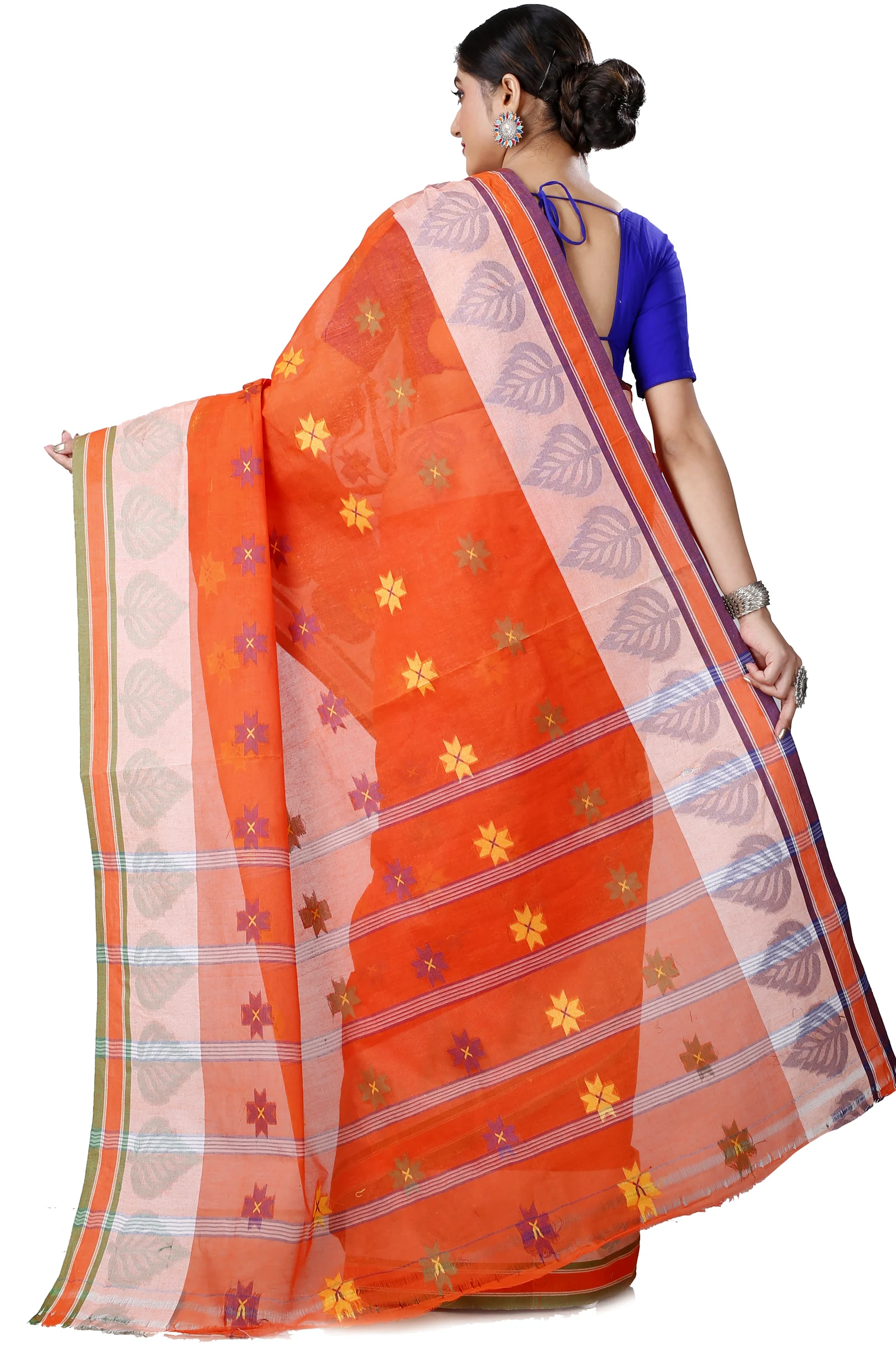 Orange Pure Cotton Subhangi Tant Saree (1099)