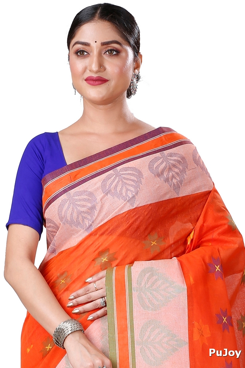 Orange Pure Cotton Subhangi Tant Saree (1099)
