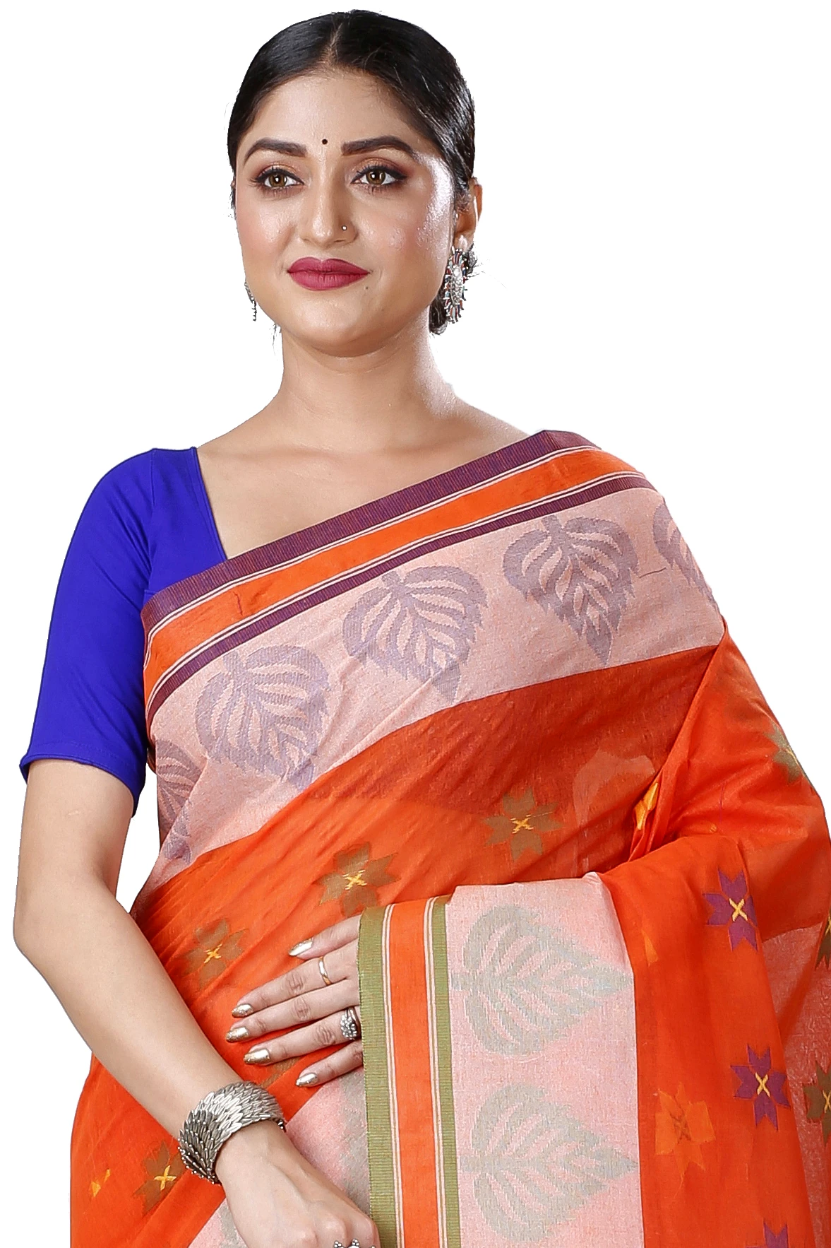 Orange Pure Cotton Subhangi Tant Saree (1099)