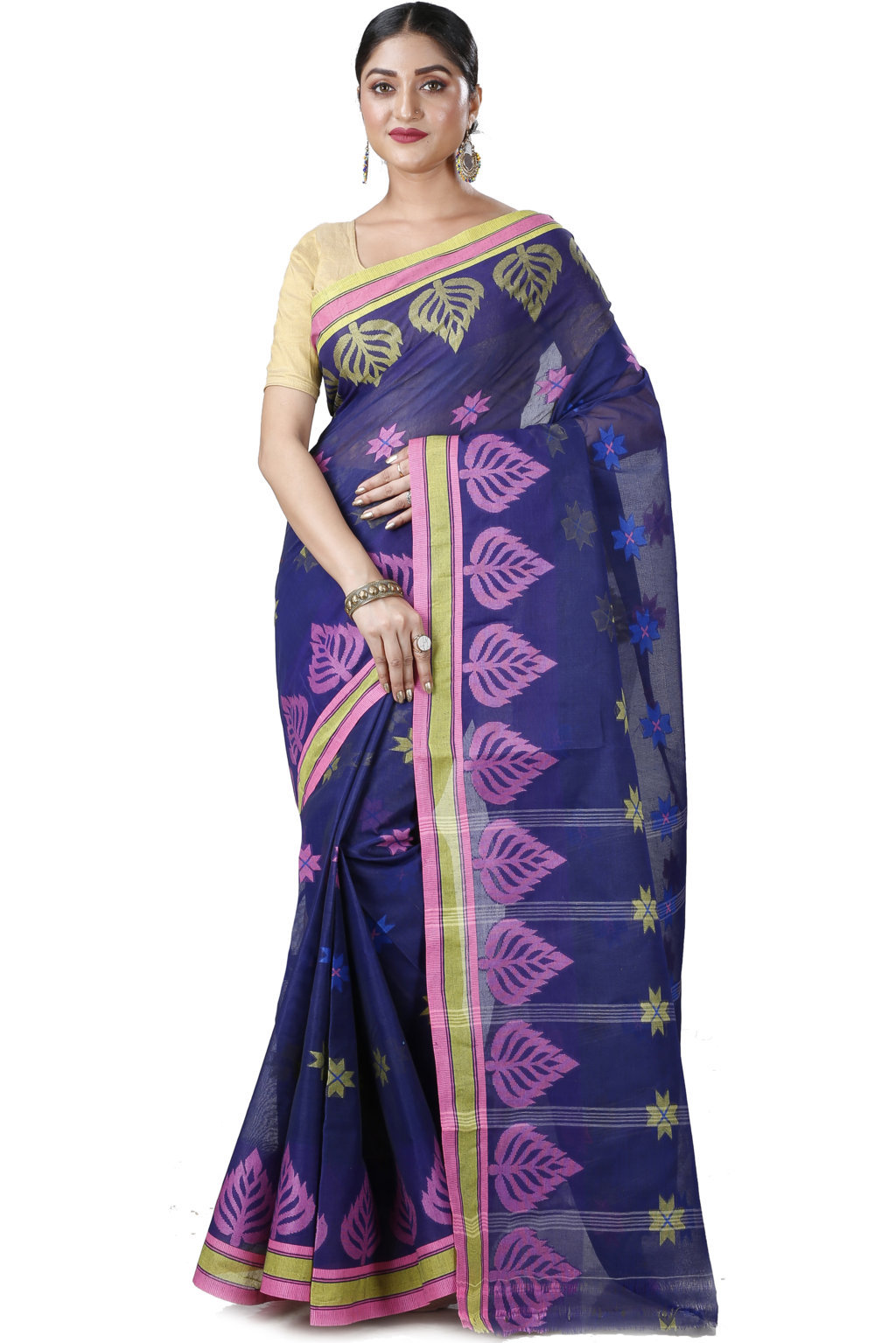 Naby Blue Pure Cotton Subhangi Tant Saree (1100)