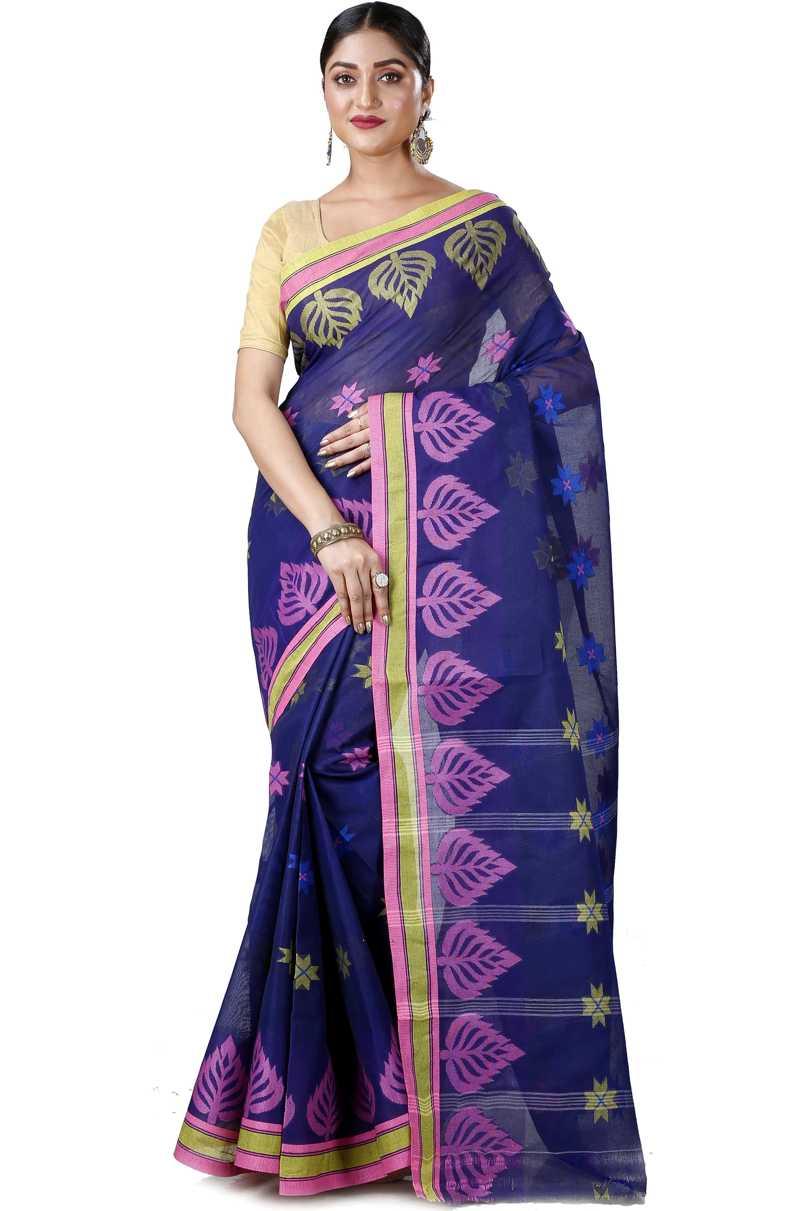 Naby Blue Pure Cotton Subhangi Tant Saree (1100)
