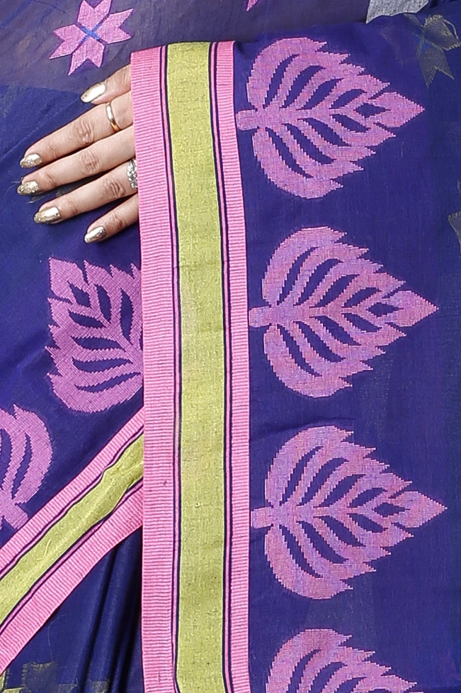 Naby Blue Pure Cotton Subhangi Tant Saree (1100)