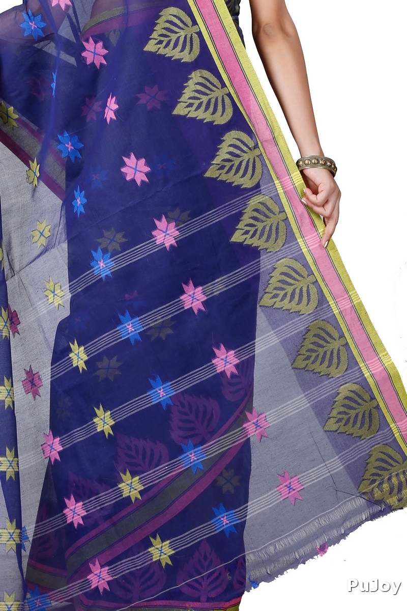 Naby Blue Pure Cotton Subhangi Tant Saree (1100)