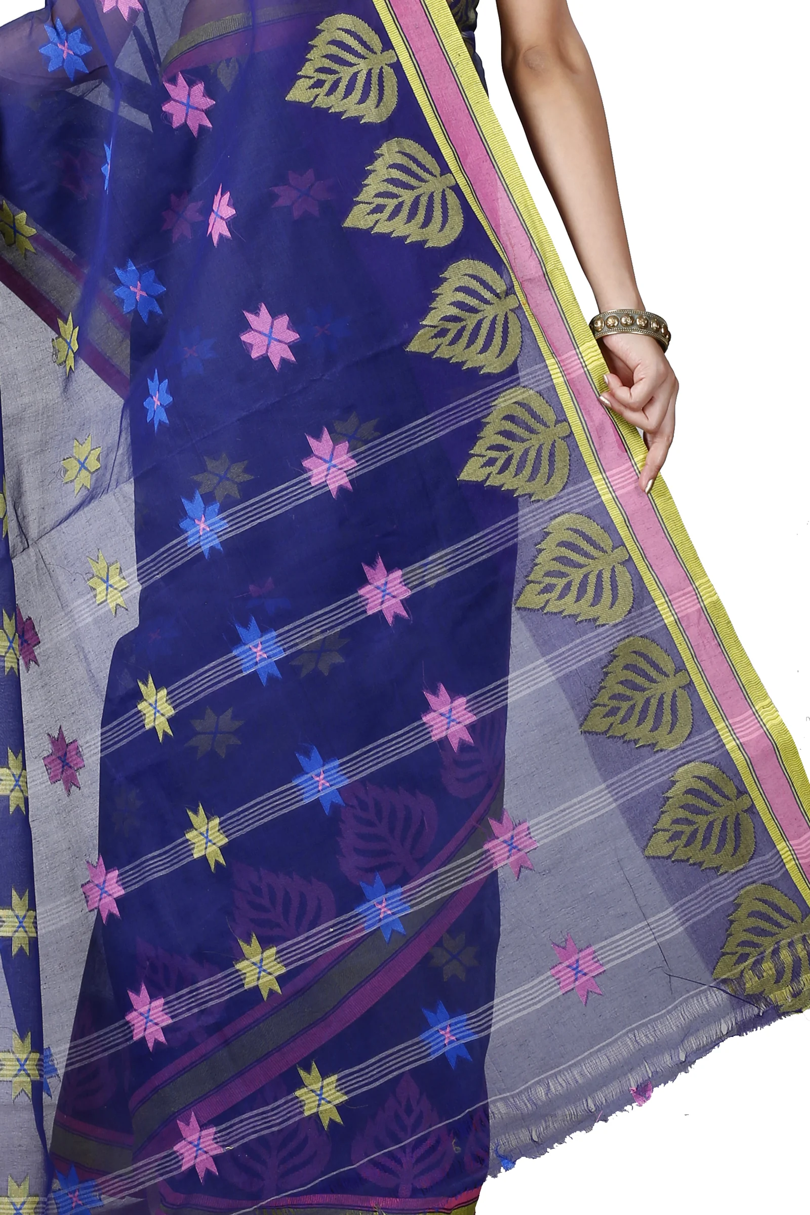 Naby Blue Pure Cotton Subhangi Tant Saree (1100)