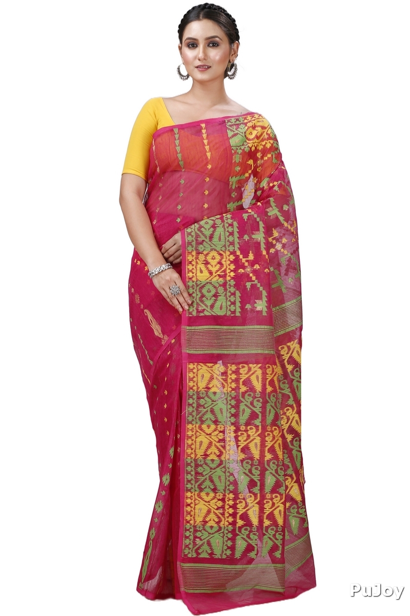 Marun Blended Cotton Jaya Jamdani Saree (1101)