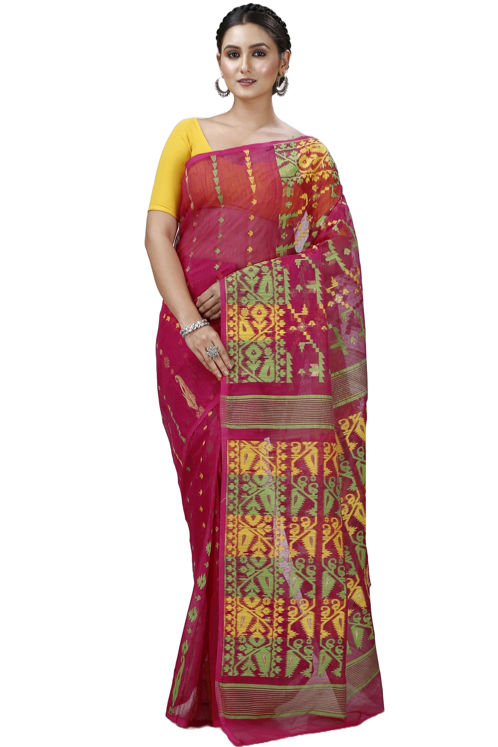 Marun Blended Cotton Jaya Jamdani Saree (1101)